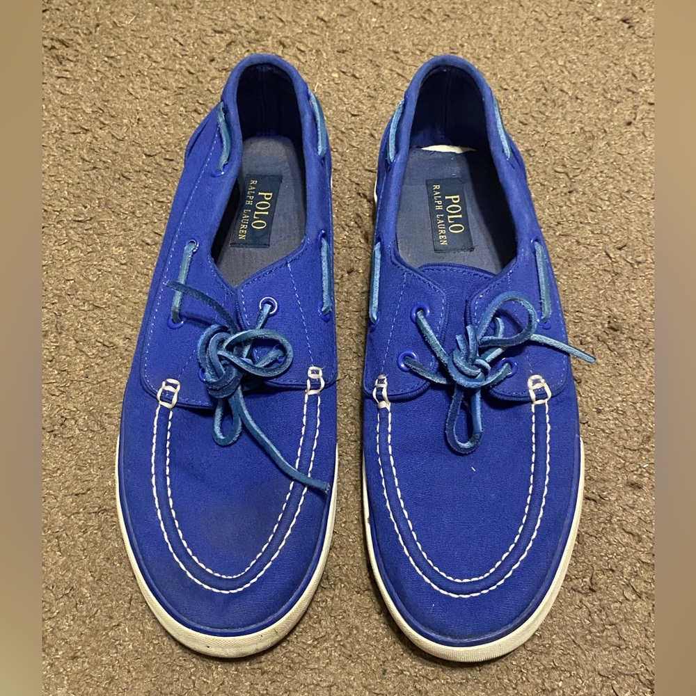 Polo Ralph Lauren Sander P Canvas Fashion Sneaker Boat Shoes Blue Mens Size 10.5